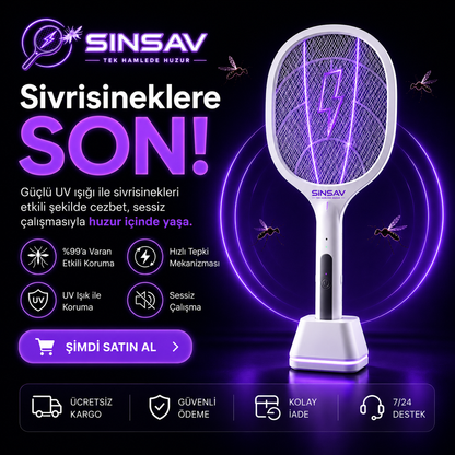 SinSav Orjinal UV Işınlı Sinek Raketi