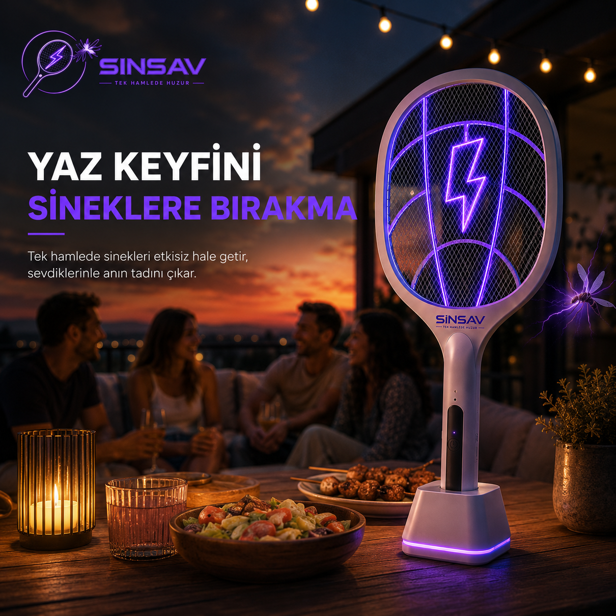 SinSav Orjinal UV Işınlı Sinek Raketi