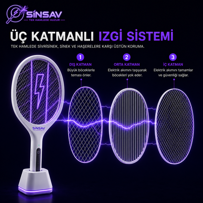 SinSav Orjinal UV Işınlı Sinek Raketi
